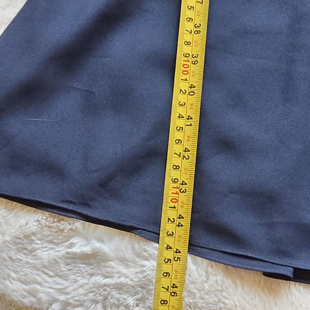 Polo Ralph Lauren Navy Midi Slip Dress Womens 14 Satin Minimal Elegant Evening - Picture 9 of 10